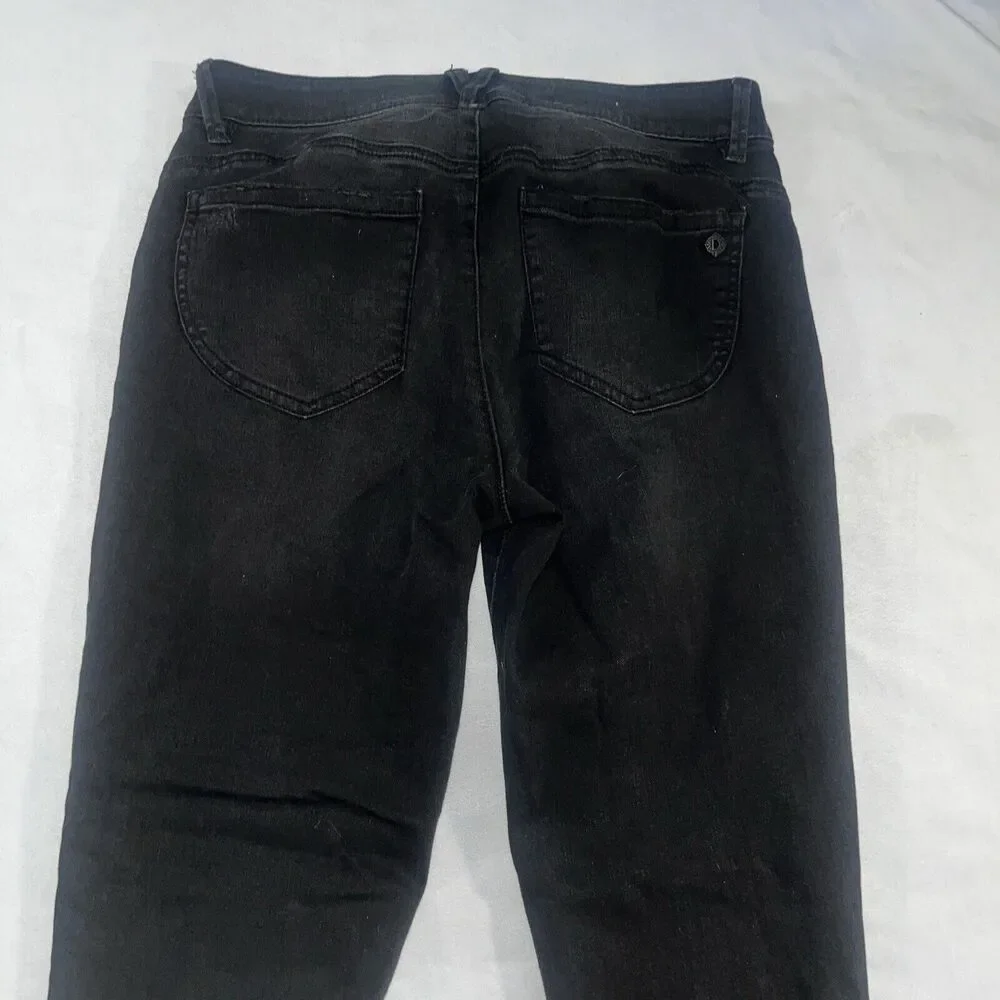 Sz 8 Democracy Ab Technology Gray Lightly Distressed Skinny Jeans W Frayed Hem
